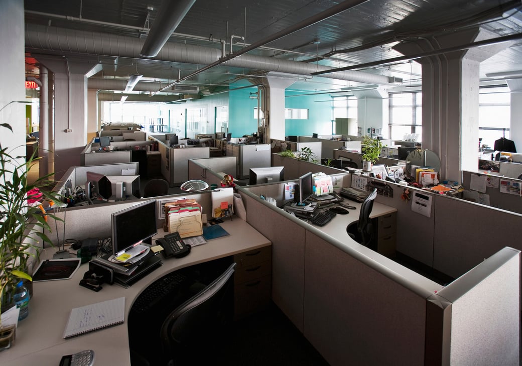 Empty cubicles in office